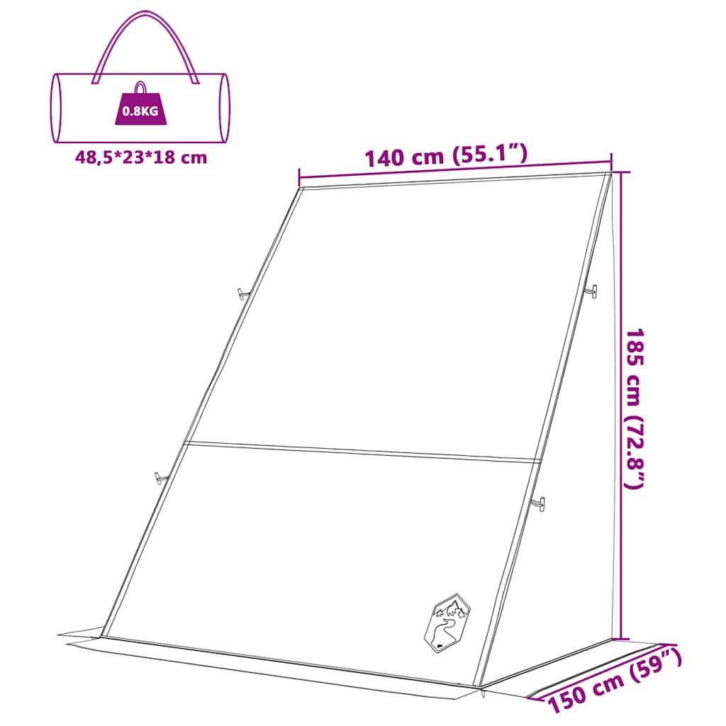 Barraca com telhado Outros Verde 140 / 190 x 150 x 185 cm