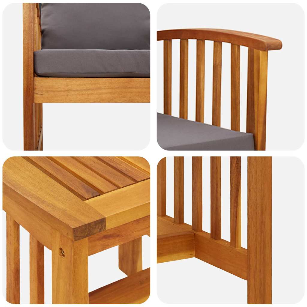 Conjunto de Sofá de Jardim com almofada 3 pcs Castanho