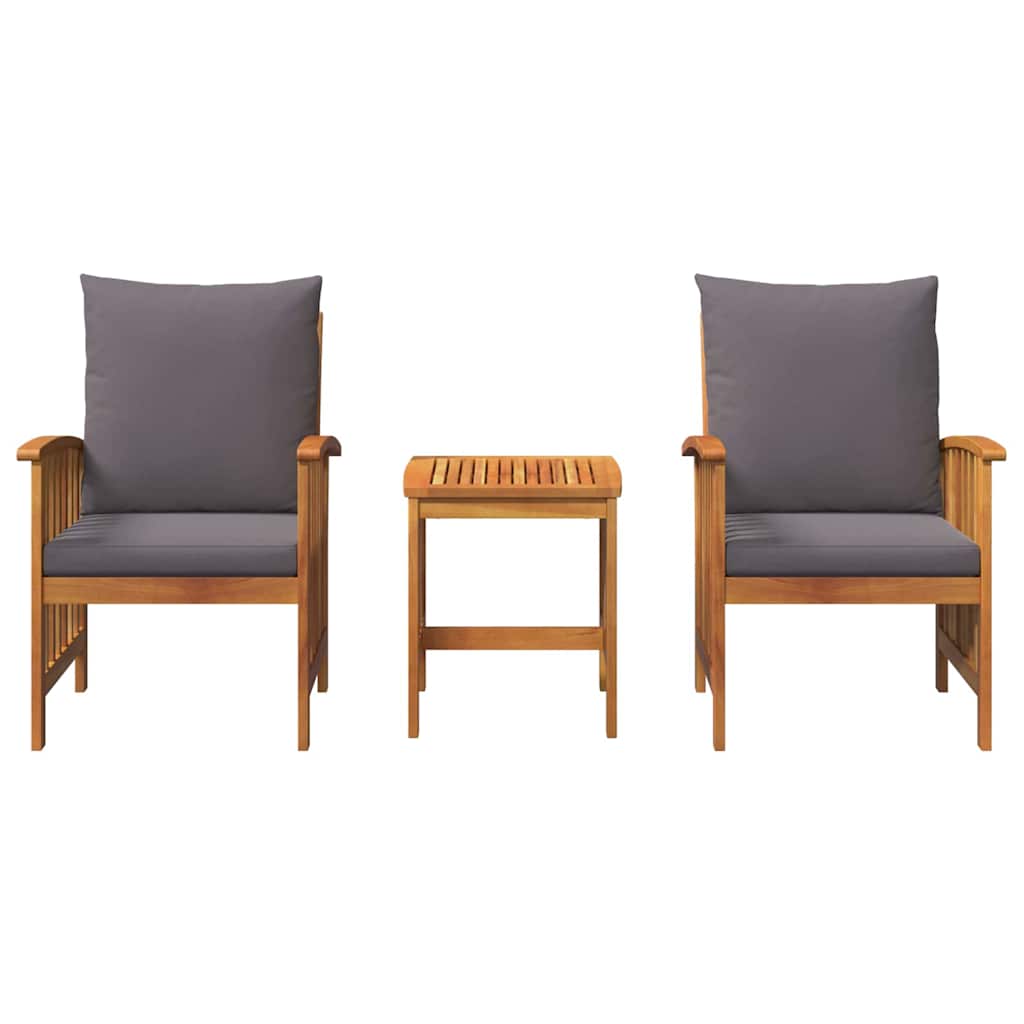 Conjunto de Sofá de Jardim com almofada 3 pcs Castanho