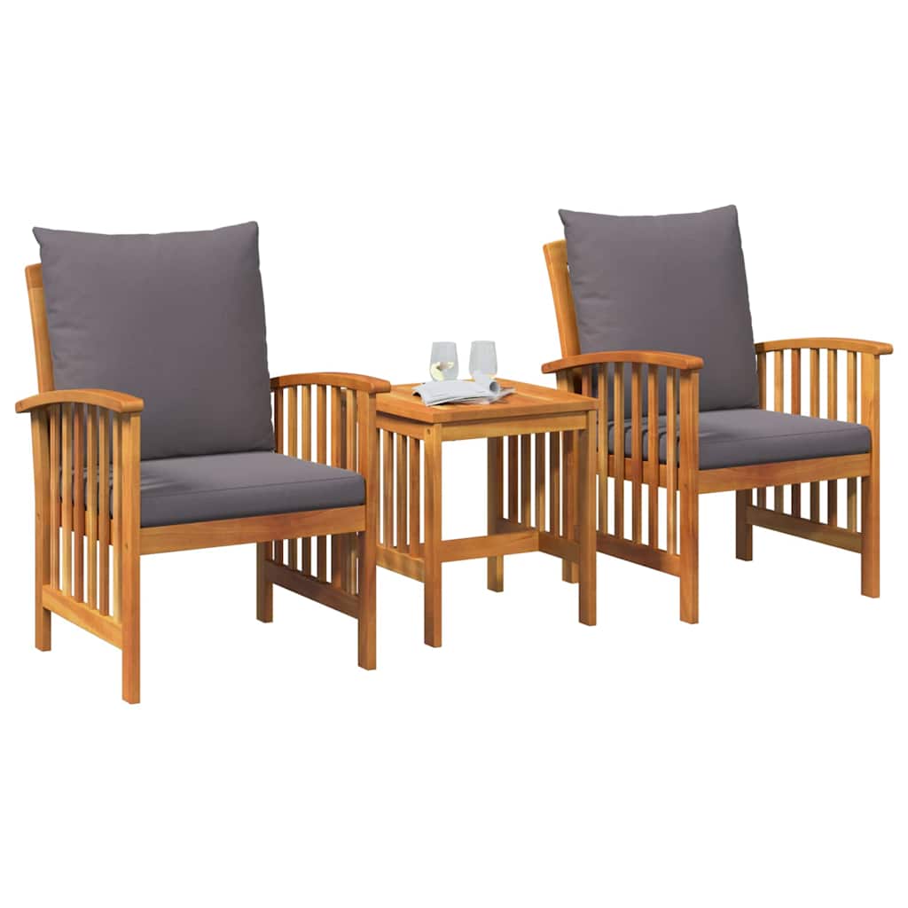 Conjunto de Sofá de Jardim com almofada 3 pcs Castanho