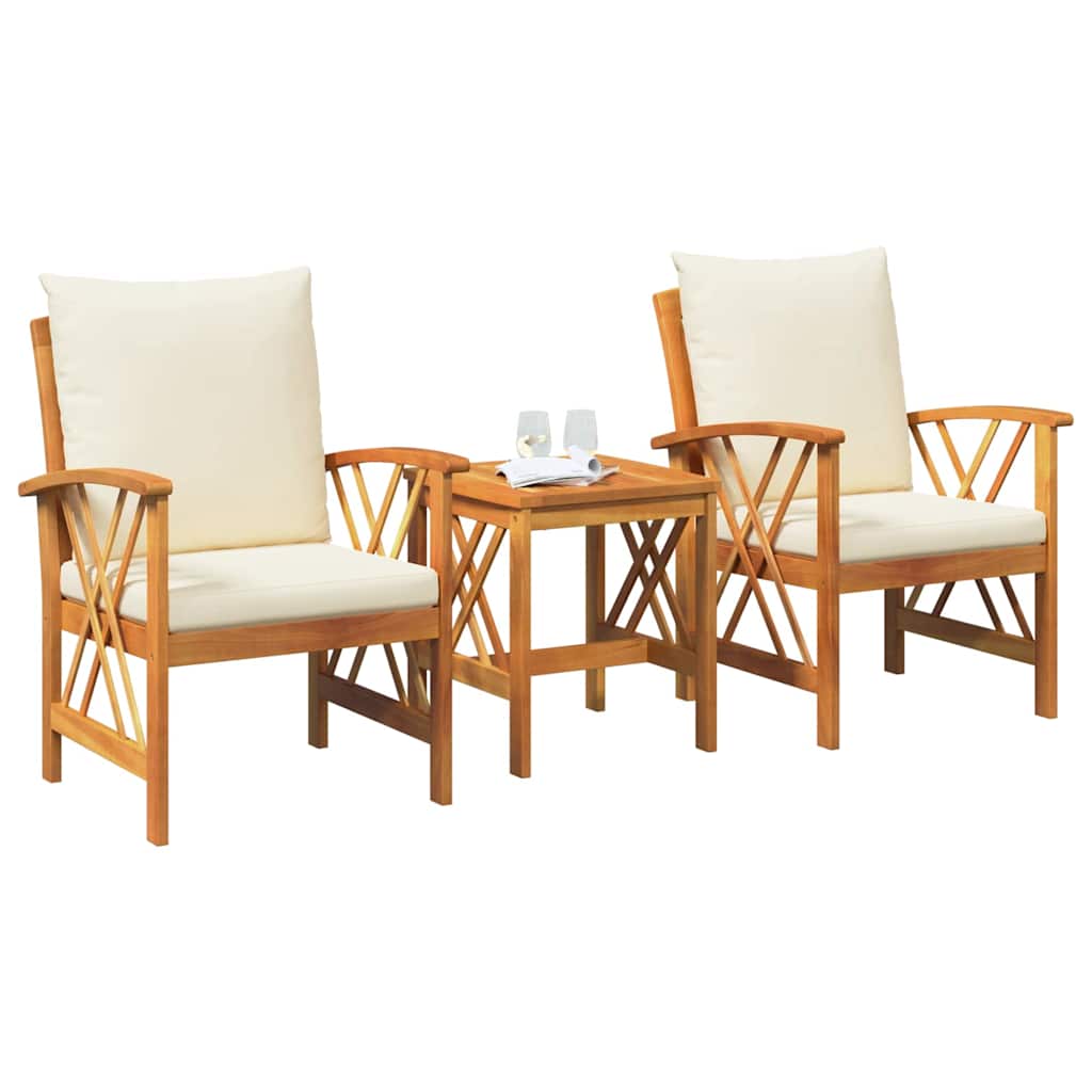Conjunto de Sofá de Jardim com almofada 3 pcs Castanho