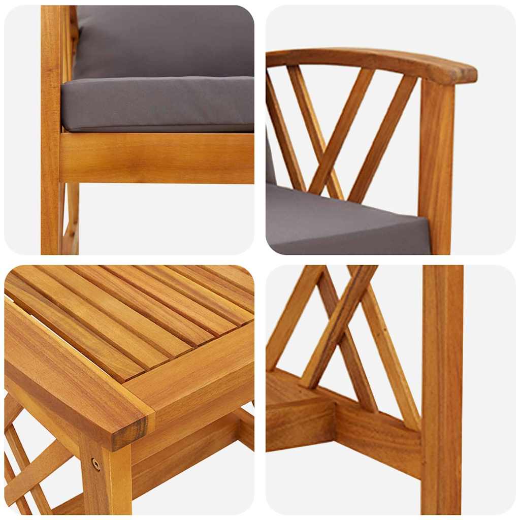 Conjunto de Sofá de Jardim com almofada 3 pcs Castanho