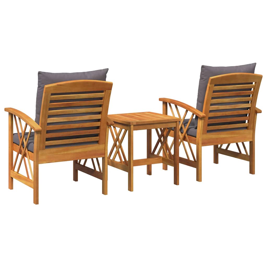 Conjunto de Sofá de Jardim com almofada 3 pcs Castanho