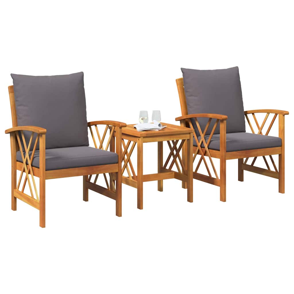 Conjunto de Sofá de Jardim com almofada 3 pcs Castanho