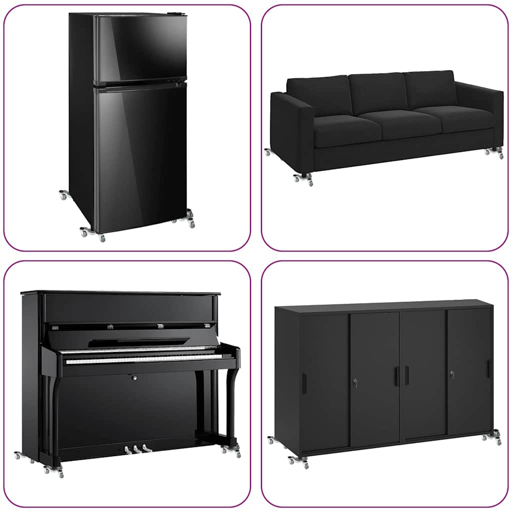 Rodízios para móveis 4 peças 16x14,5x5,5 cm Aço 180 kg