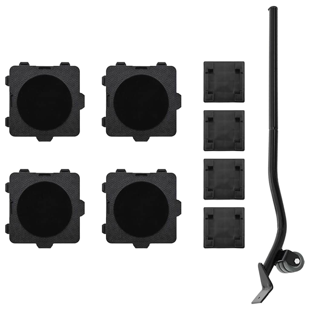 Rolos para móveis 4 peças com elevador preto 13,5x13,5x4,2 cm 300 kg