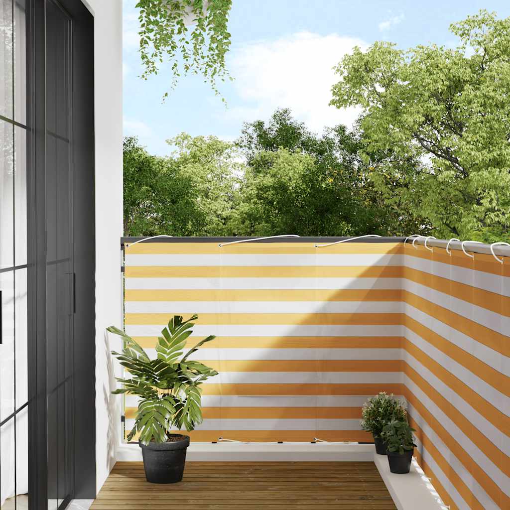 Tela de varanda 120x1000 cm amarelo e branco riscas