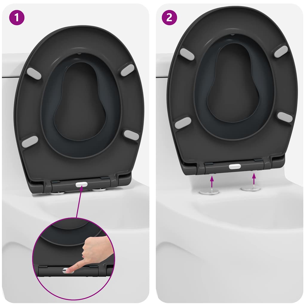 Assento de Toilette de Liberação Rápida Antracite