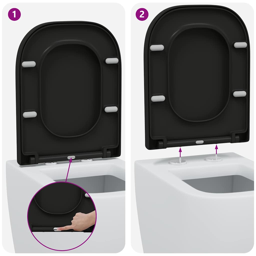Assento de Toilette de Liberação Rápida Preto