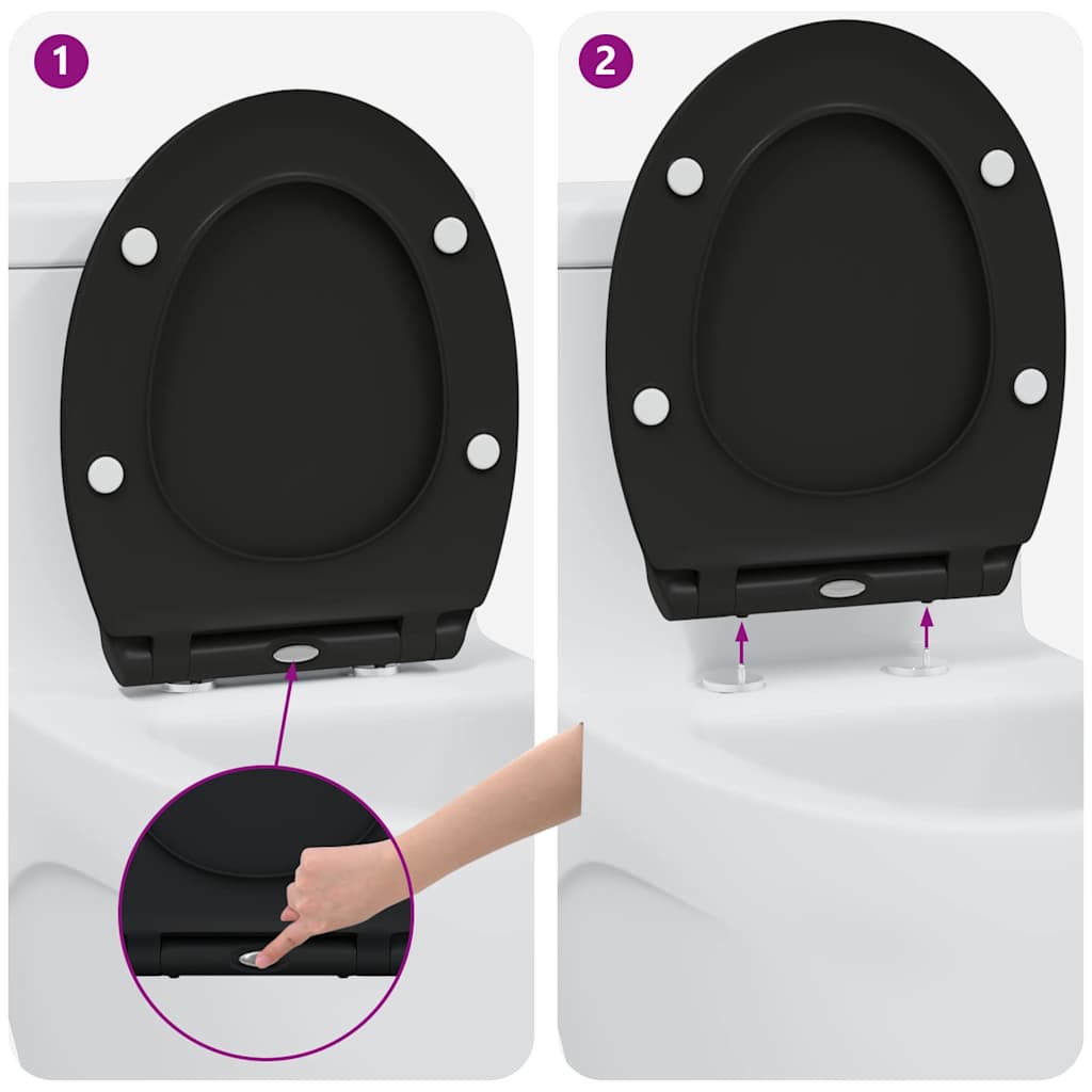 Assento de Toilette de Liberação Rápida Preto