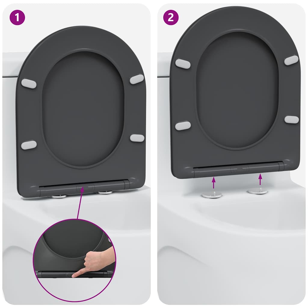 Assento de Toilette de Liberação Rápida Antracite