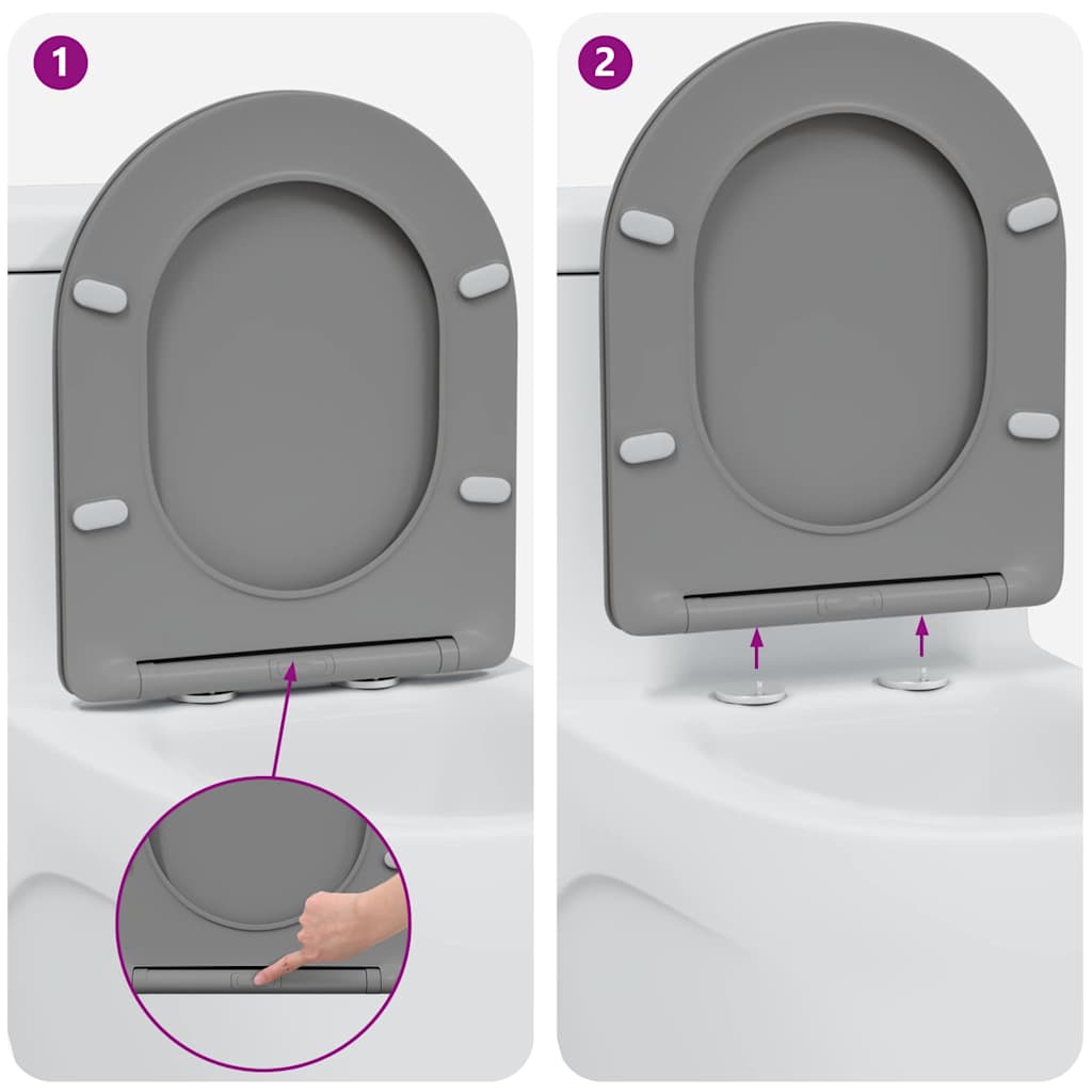 Assento de Toilette de Liberação Rápida Cinzeto