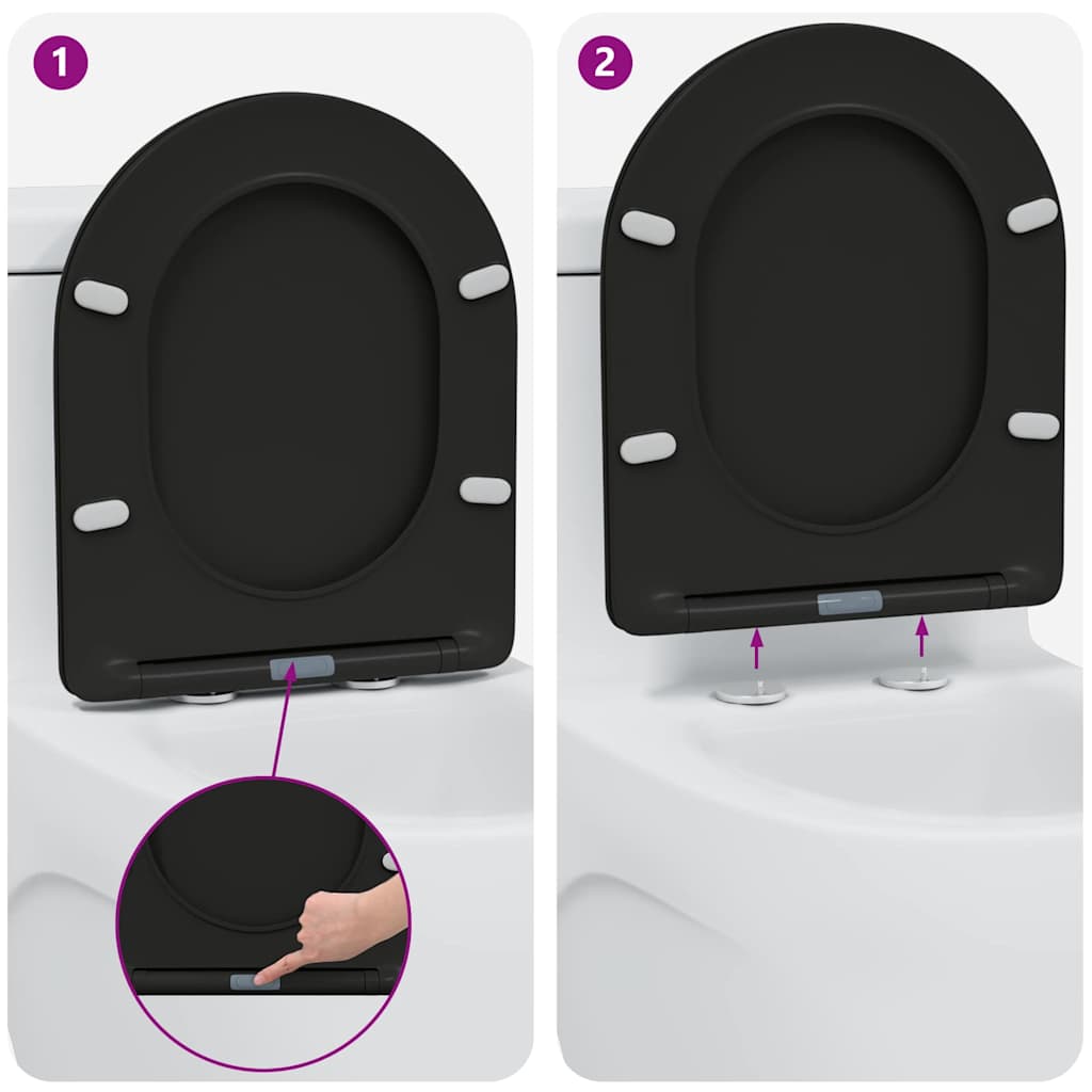 Assento de Toilette de Liberação Rápida Preto