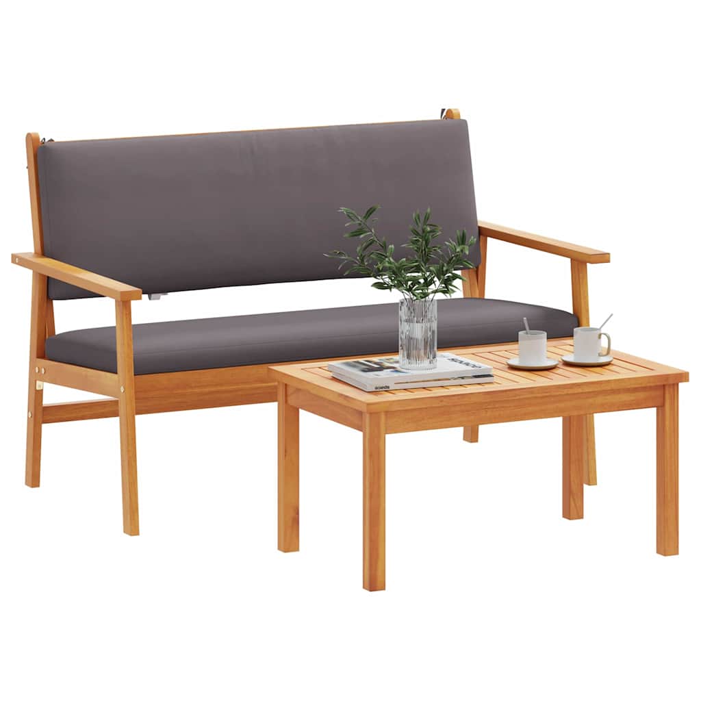 Conjunto de Sofá de Jardim com almofada 2 pcs Castanho