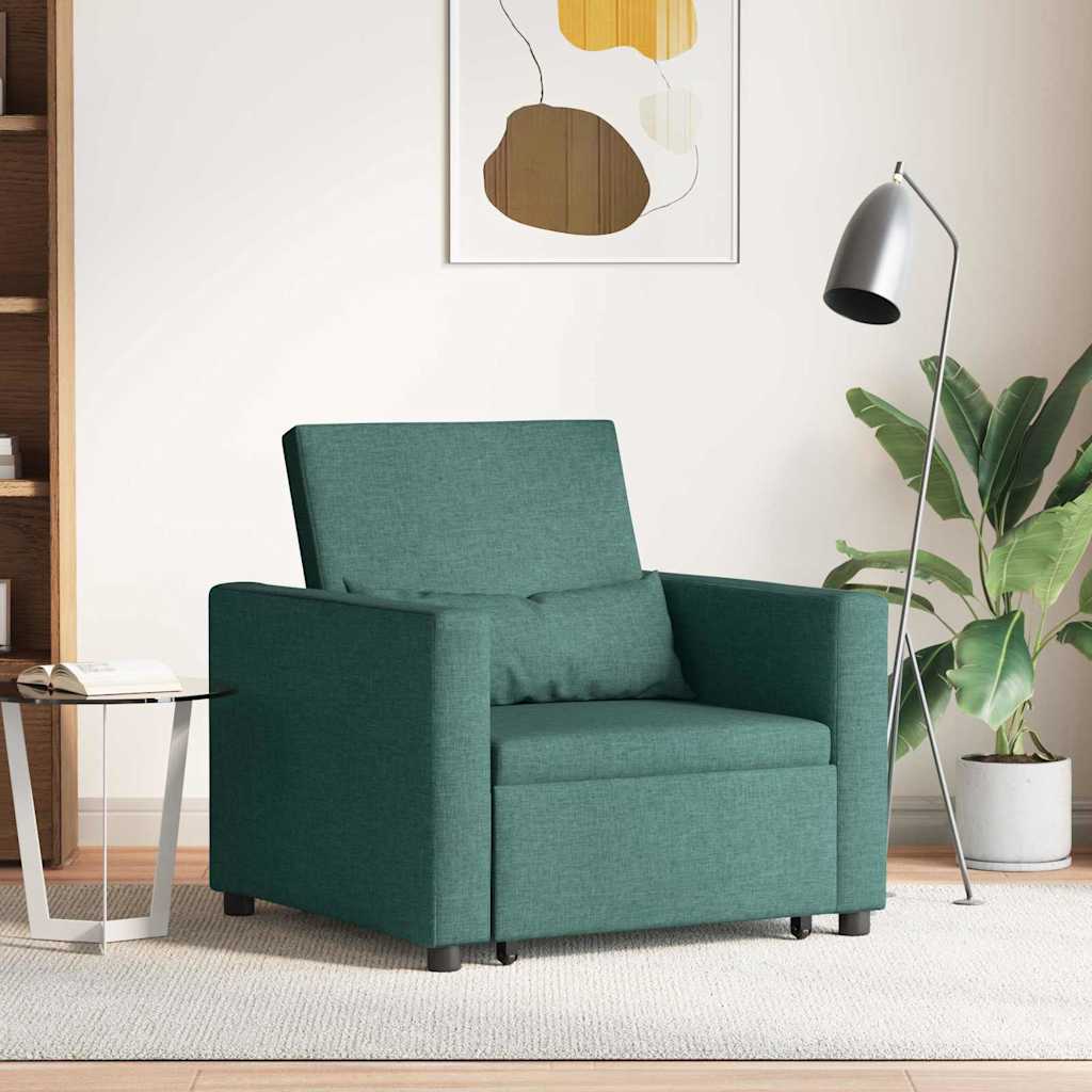 Sofá cama single com rodas Verde-escuro 90 x 165 x 87 cm tecido