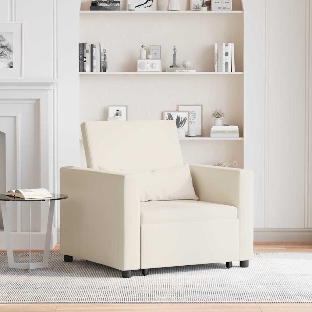 Sofá cama single com rodas Branco creme 90 x 165 x 87 cm tecido