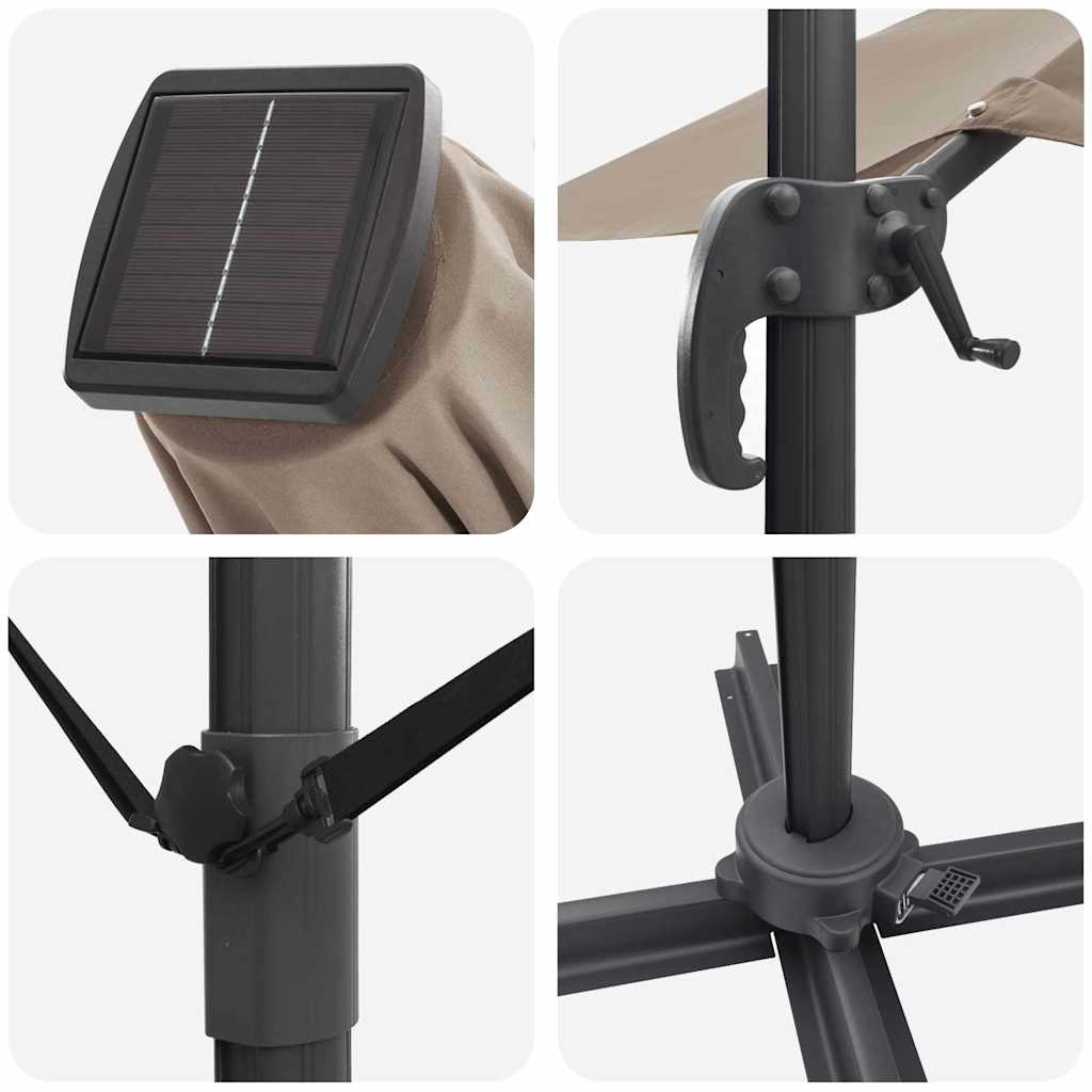 Guarda-sol Roma de Braço Articulado com luzes de tira LED