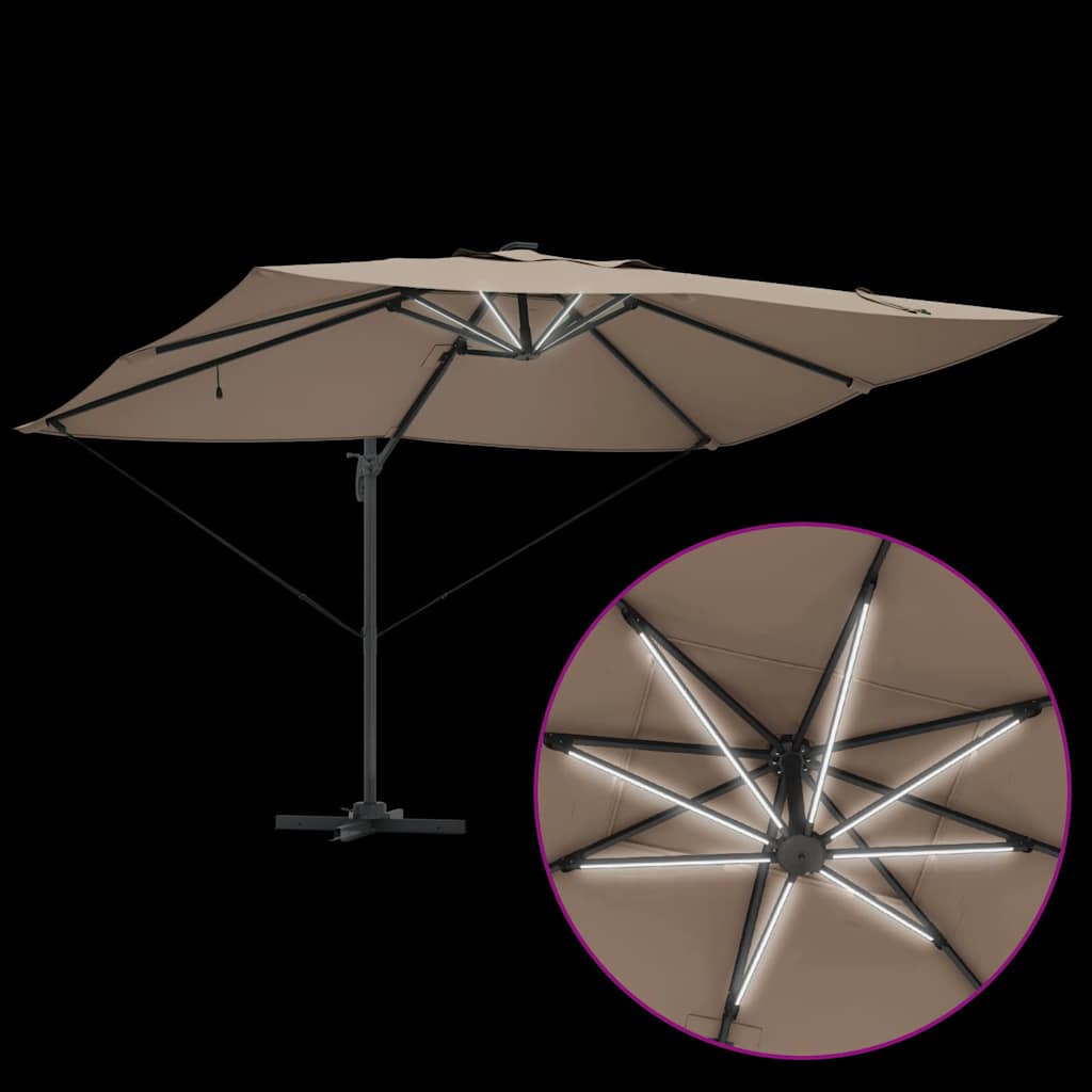 Guarda-sol Roma de Braço Articulado com luzes de tira LED