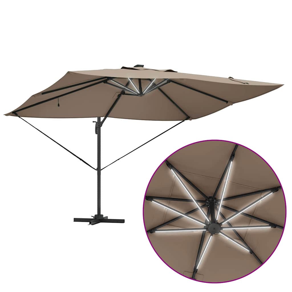 Guarda-sol Roma de Braço Articulado com luzes de tira LED