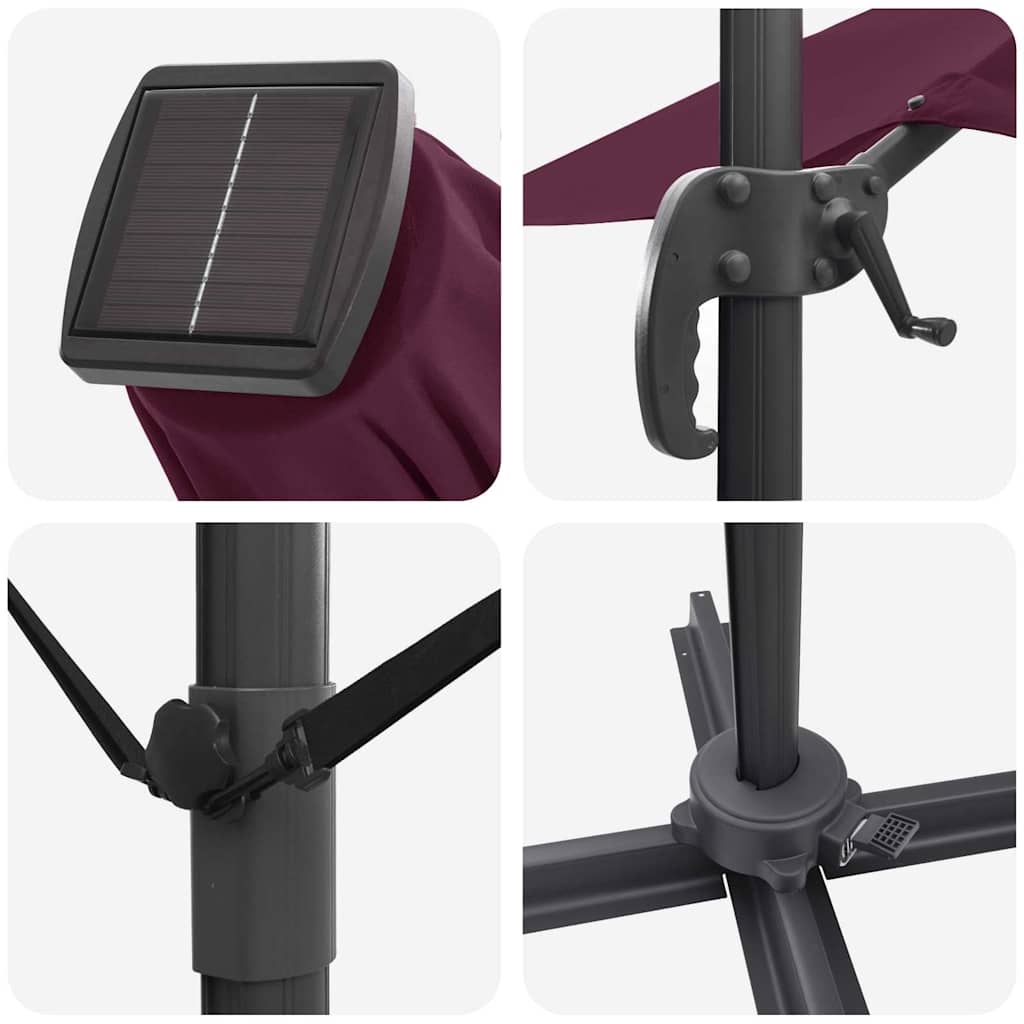 Guarda-sol Roma de Braço Articulado Vermelho e Preto