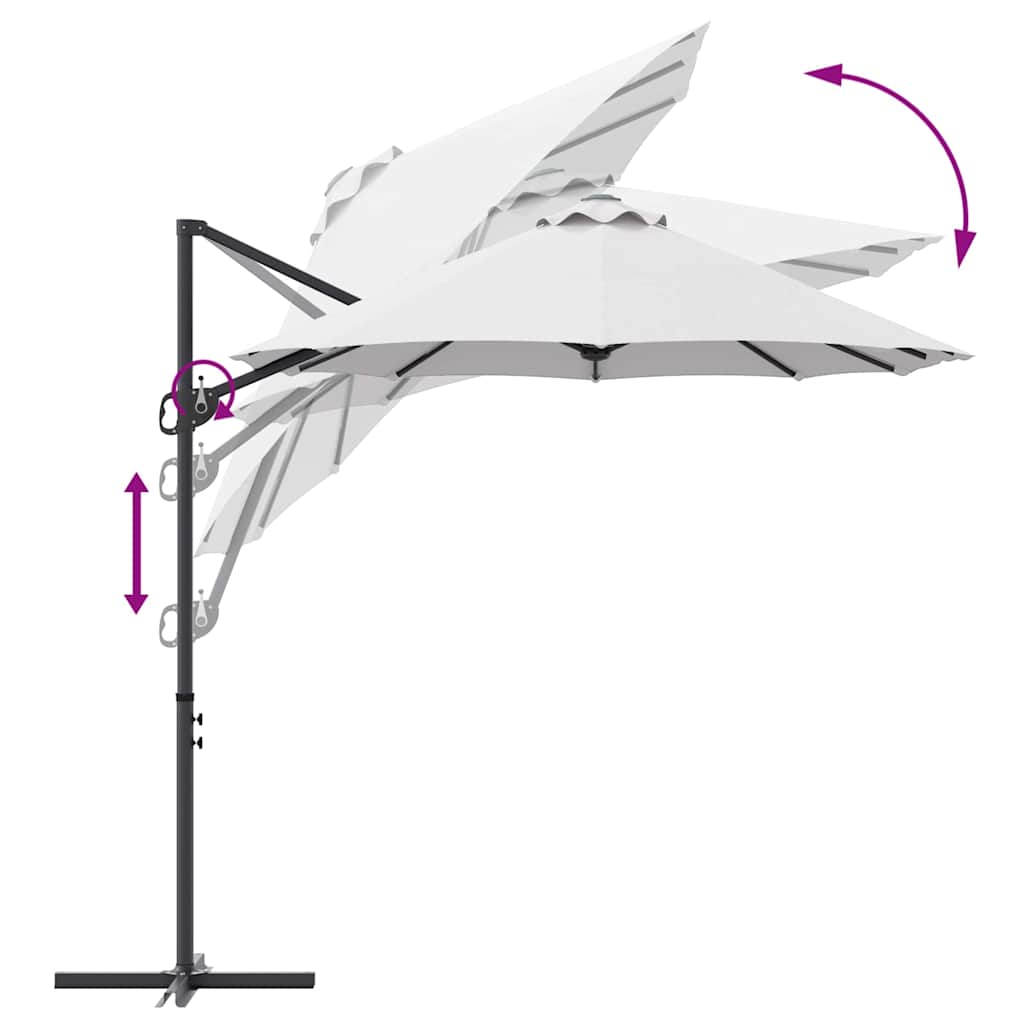 Guarda-sol cantilever de jardim Areia 372 x 198 x 243 cm