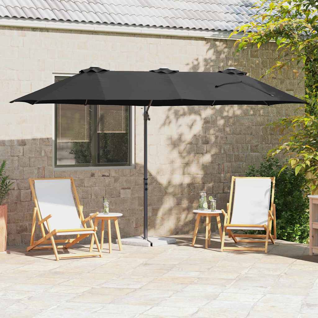 Guarda-sol cantilever de jardim Preto 372 x 198 x 243 cm