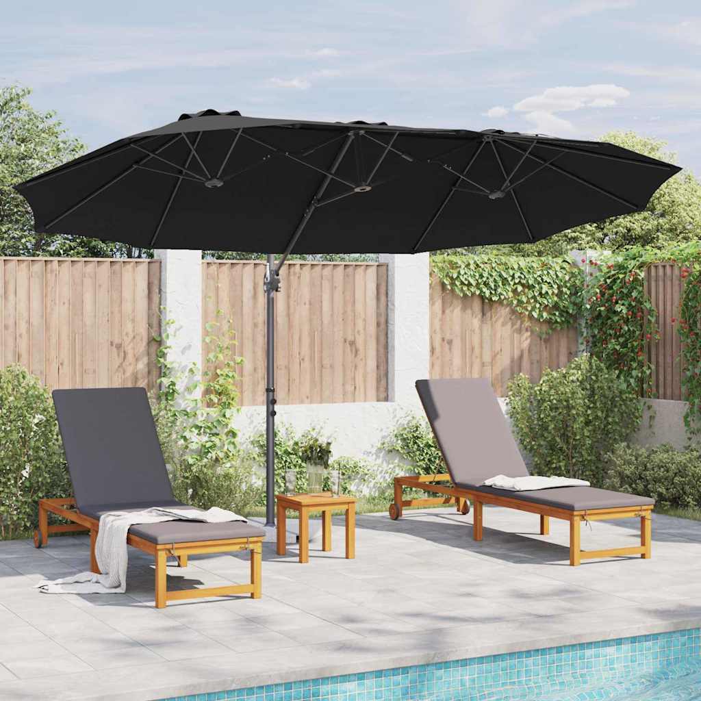 Guarda-sol cantilever de jardim Preto 372 x 198 x 243 cm