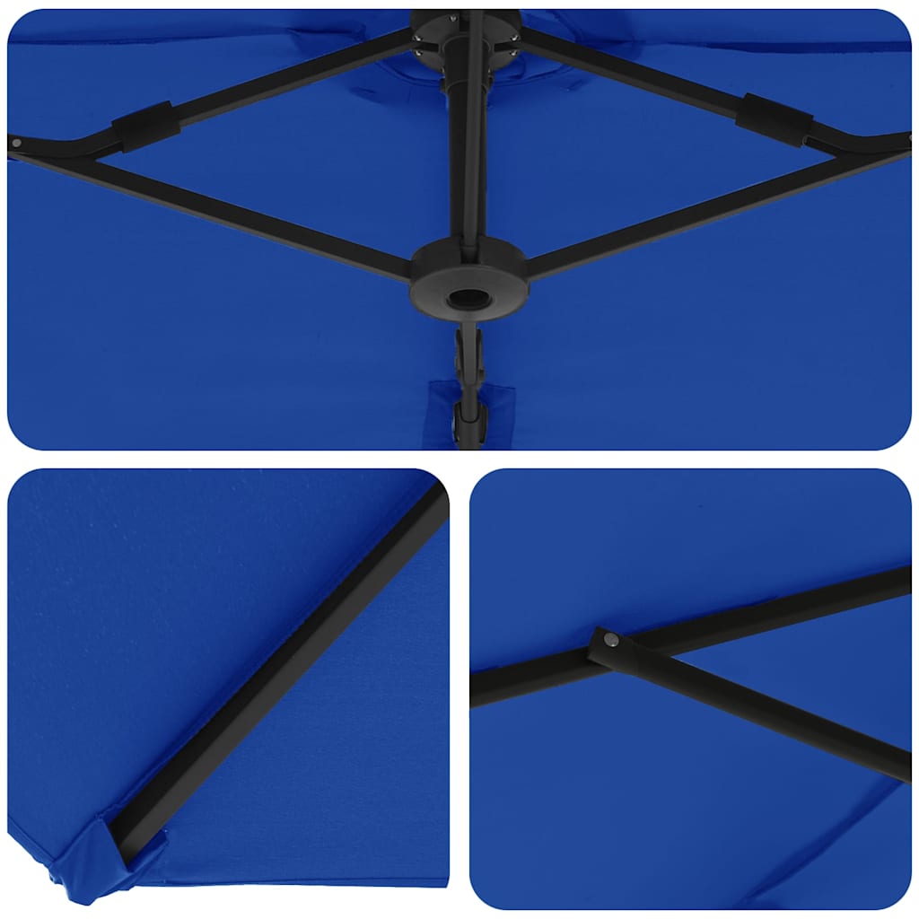 Guarda-sol cantilever de jardim azul ciano 372 x 198 x 243 cm