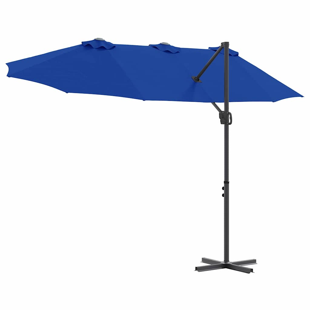 Guarda-sol cantilever de jardim azul ciano 372 x 198 x 243 cm