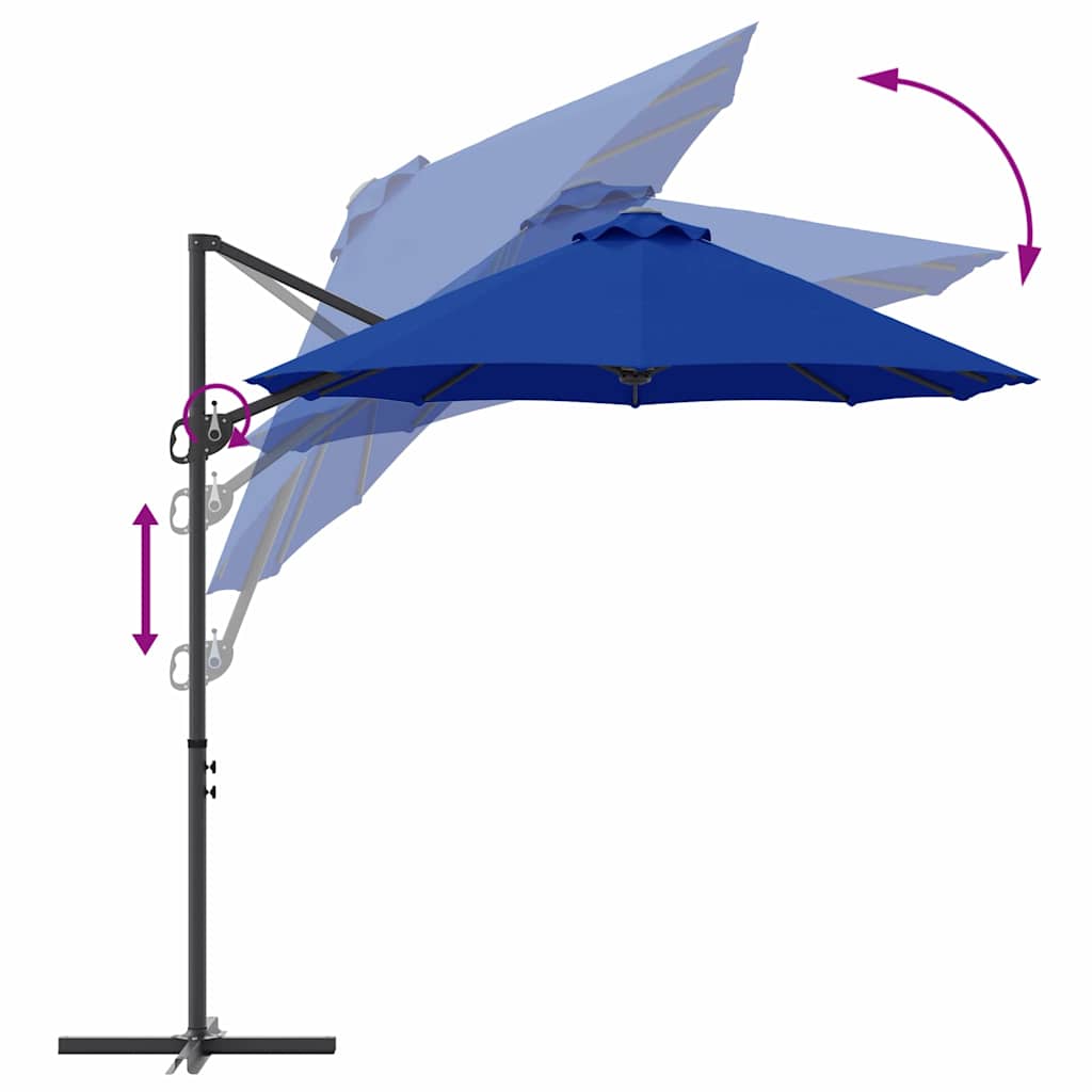 Guarda-sol cantilever de jardim azul ciano 372 x 198 x 243 cm