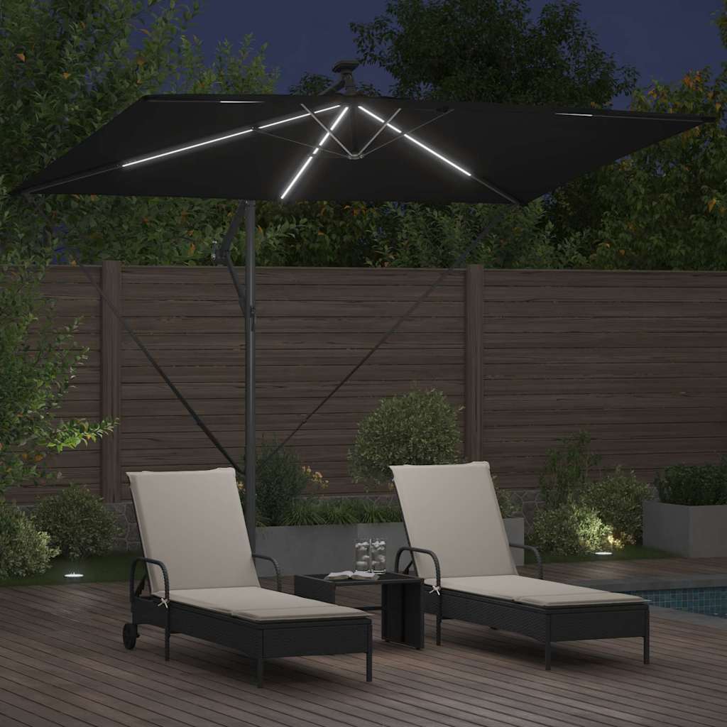 Guarda-sol de Bananeira Cantilever Preto 294 x 200 x 254 cm