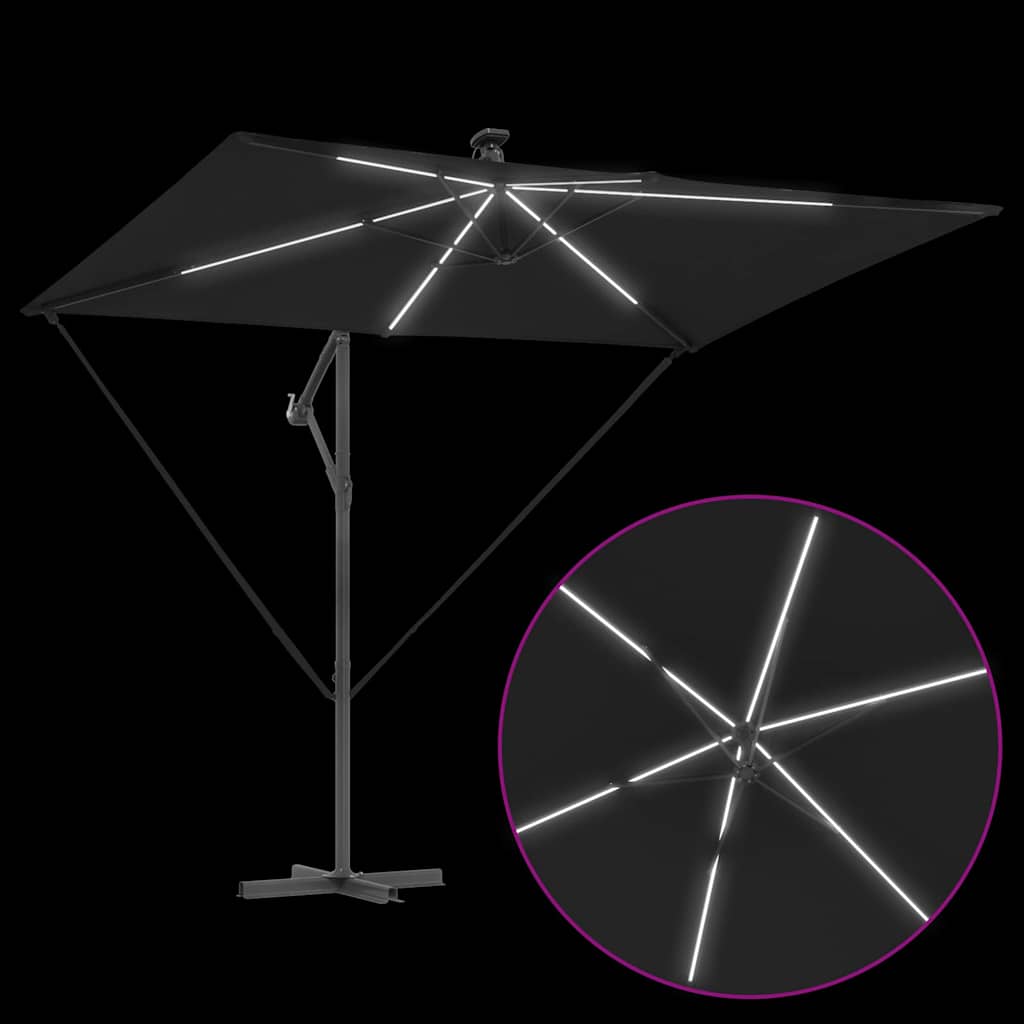 Guarda-sol de Bananeira Cantilever Preto 294 x 200 x 254 cm
