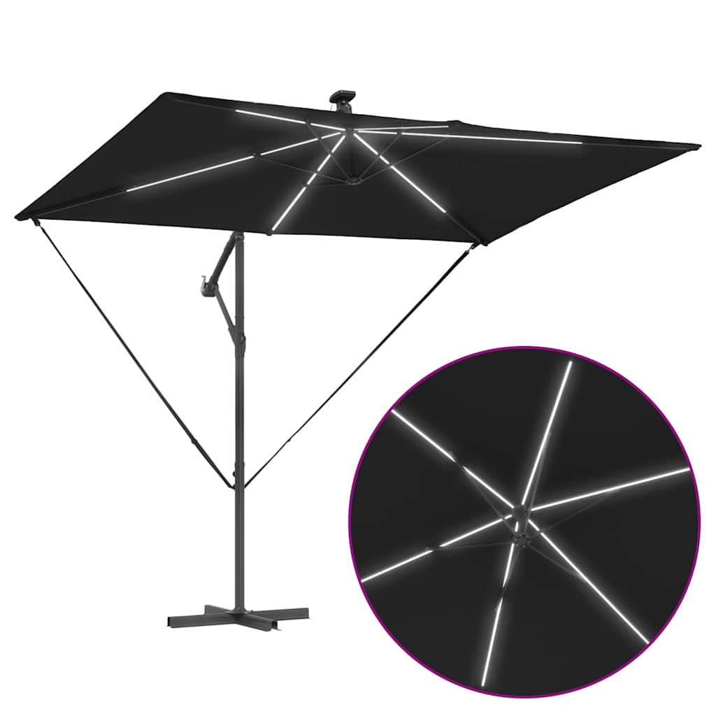 Guarda-sol de Bananeira Cantilever Preto 294 x 200 x 254 cm