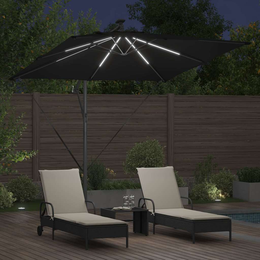 Guarda-sol de Bananeira Cantilever Preto 249 x 249 x 250 cm