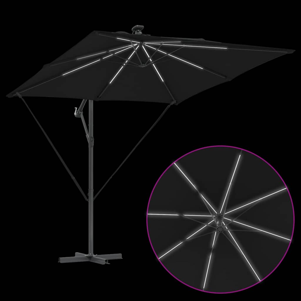 Guarda-sol de Bananeira Cantilever Preto 249 x 249 x 250 cm