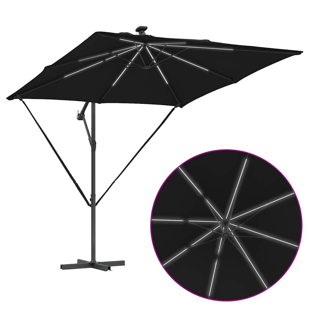 Guarda-sol de Bananeira Cantilever Preto 249 x 249 x 250 cm