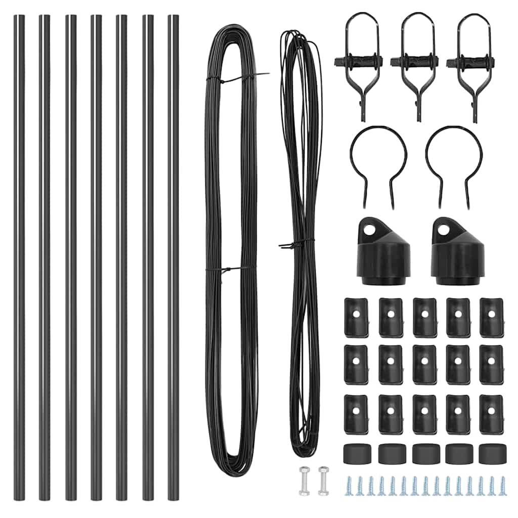 Postes de Cerca 7 pcs Cinzeto Ø32mm 80 cm Aço galvanizado