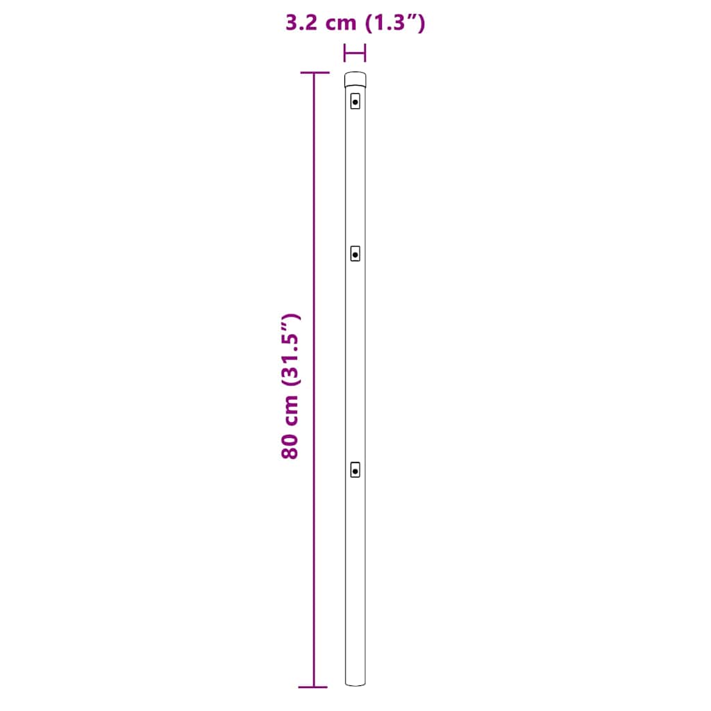 Postes de Cerca 7 pcs Cinzeto Ø32mm 80 cm Aço galvanizado