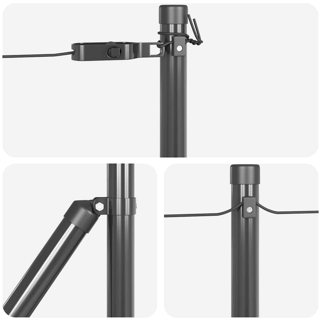 Postes de Cerca 7 pcs Cinzeto Ø32mm 100 cm Aço galvanizado