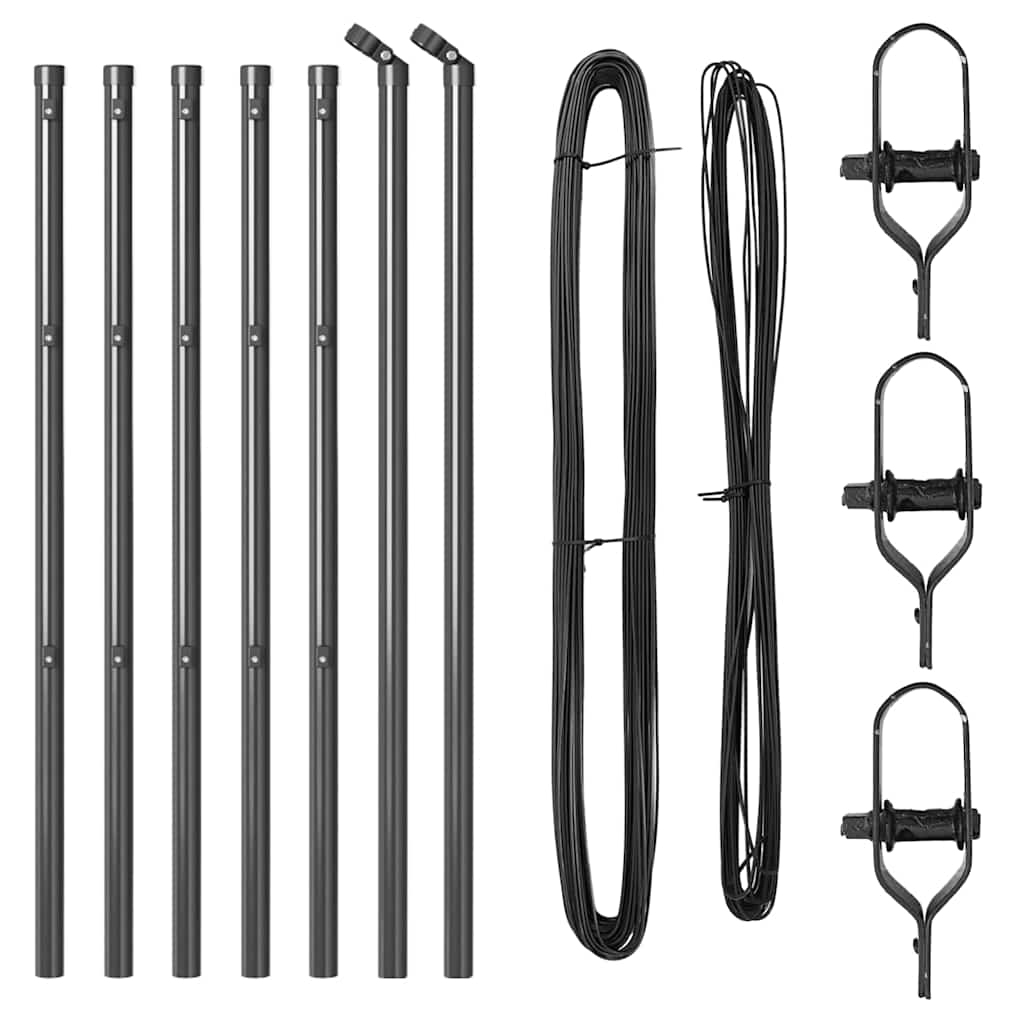 Postes de Cerca 7 pcs Cinzeto Ø32mm 100 cm Aço galvanizado