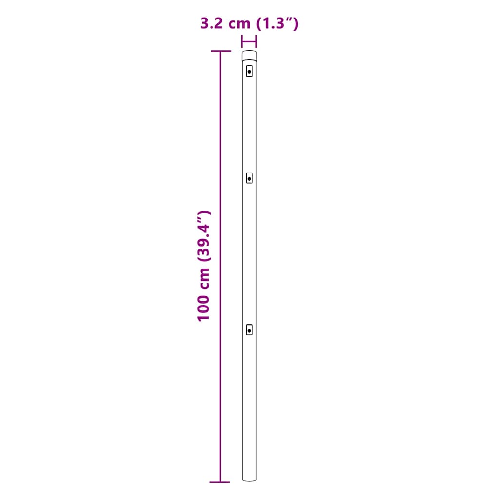 Postes de Cerca 7 pcs Cinzeto Ø32mm 100 cm Aço galvanizado