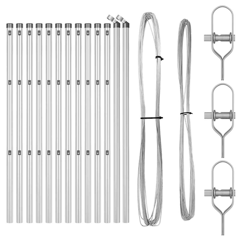 Postes de Cerca 13 pcs Prateado Ø32mm 80 cm Aço galvanizado