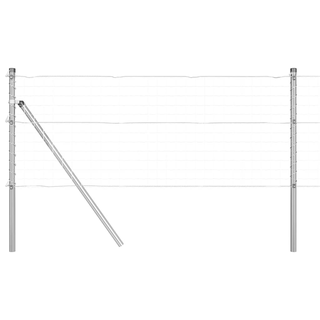 Postes de Cerca 7 pcs Prateado Ø32mm 100 cm Aço galvanizado
