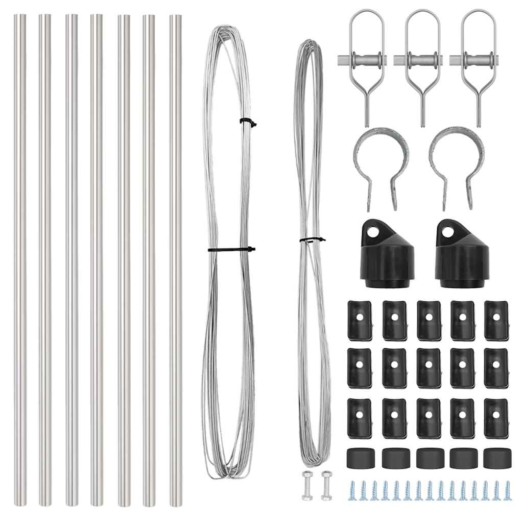 Postes de Cerca 7 pcs Prateado Ø32mm 100 cm Aço galvanizado