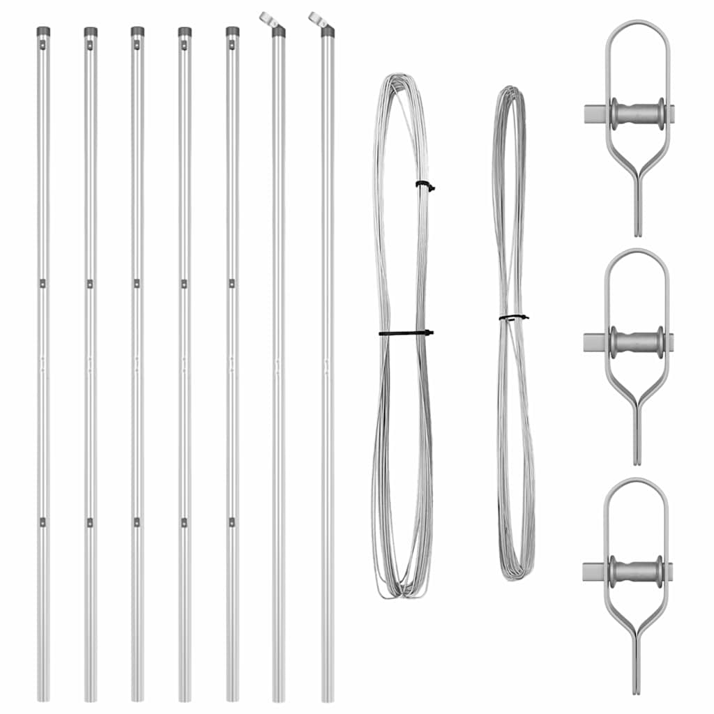 Postes de Cerca 7 pcs Prateado Ø32mm 150 cm Aço galvanizado