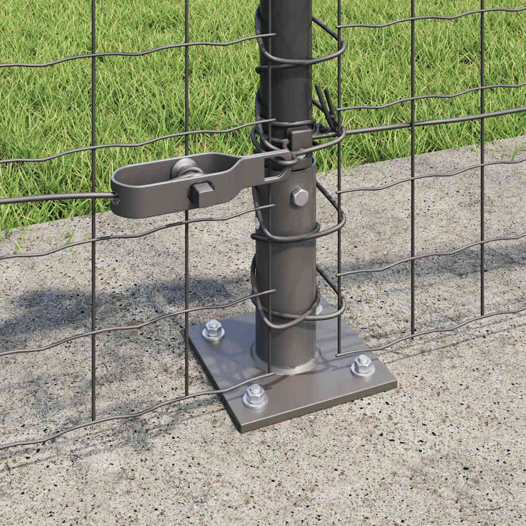 Postes de Cerca 7 pcs Cinzeto Ø32mm 50 cm Aço galvanizado