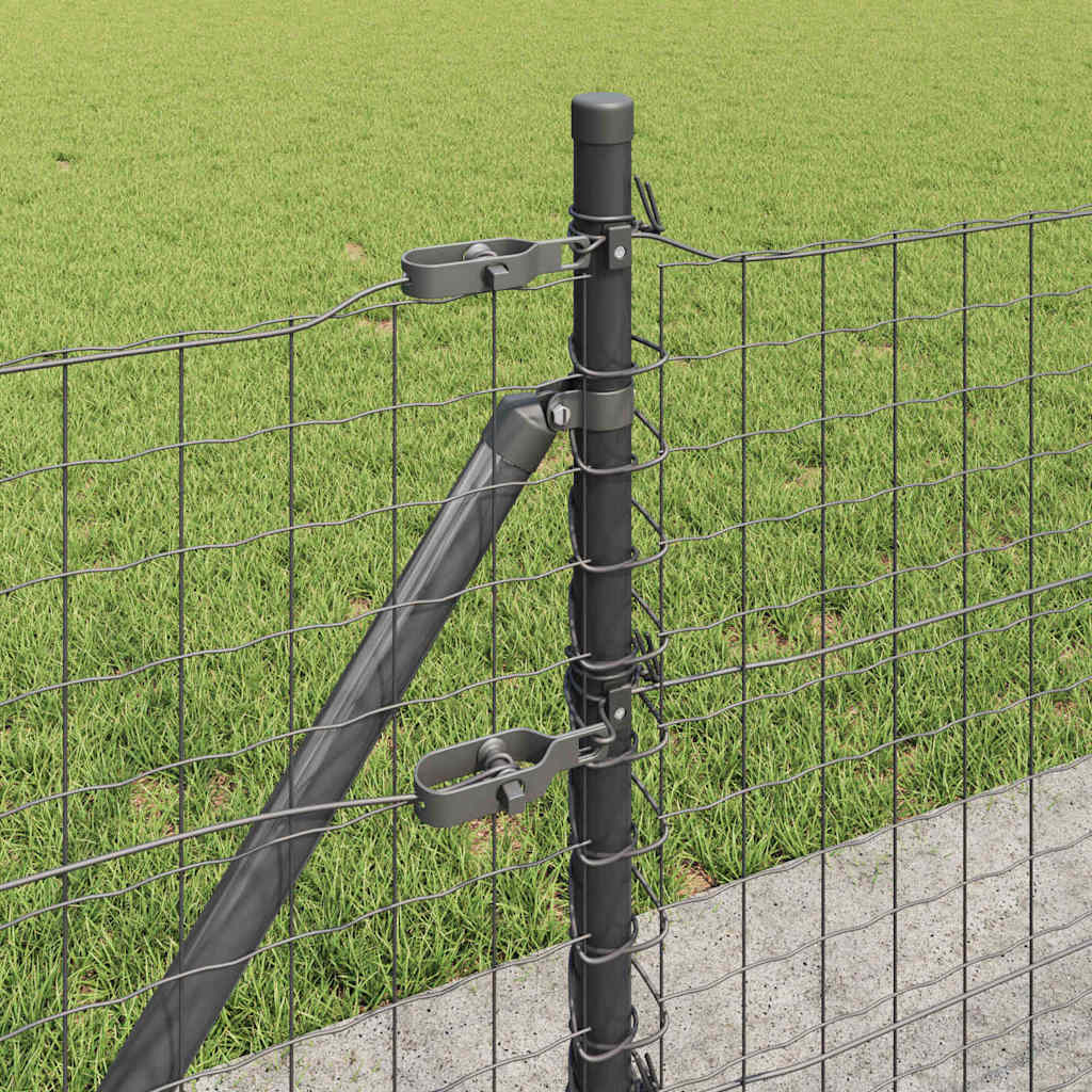Postes de Cerca 7 pcs Cinzeto Ø32mm 50 cm Aço galvanizado