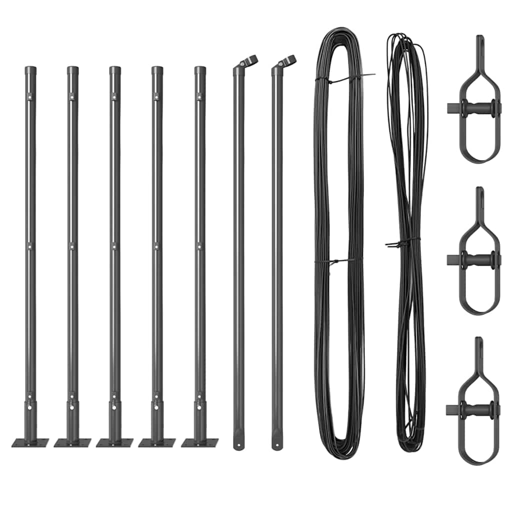 Postes de Cerca 7 pcs Cinzeto Ø32mm 50 cm Aço galvanizado