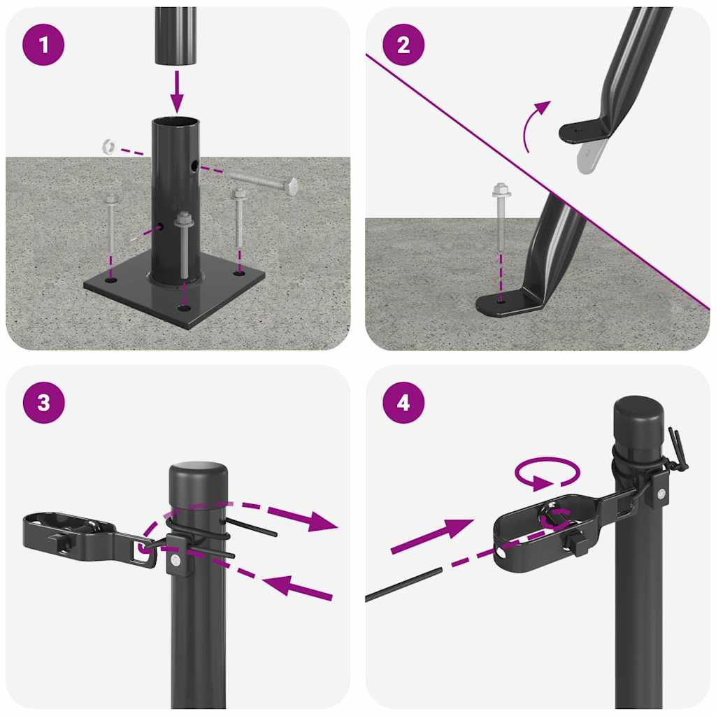 Postes de Cerca 7 pcs Cinzeto Ø32mm 50 cm Aço galvanizado