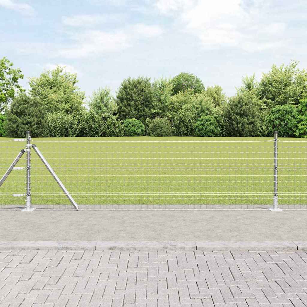 Postes de Cerca 7 pcs Prateado Ø32mm 50 cm Aço galvanizado